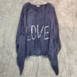 Blue Love Graphic Poncho Top Size S